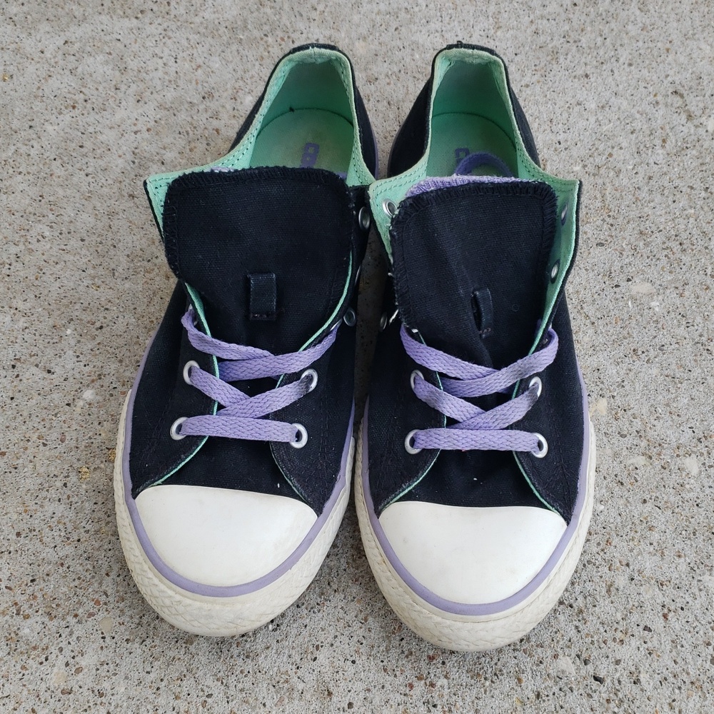 Converse Canvas Double Tongue Sneakers Classic All Star Size 4 Youth 6 Womens - Picture 4 of 16